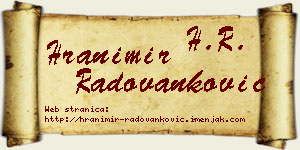 Hranimir Radovanković vizit kartica